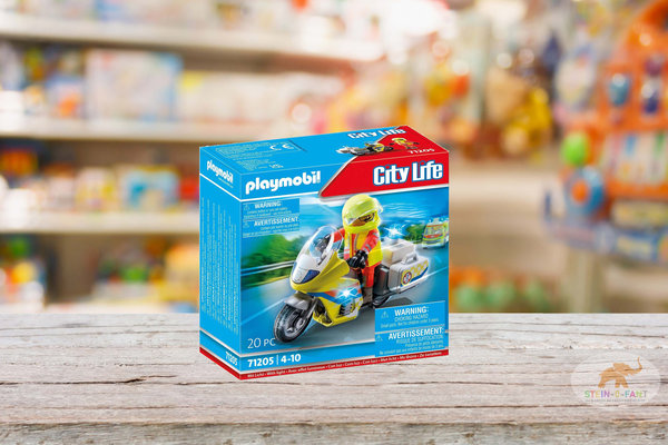 PLAYMOBIL City Life 71205 Notarzt-Motorrad mit Blaulicht-Action