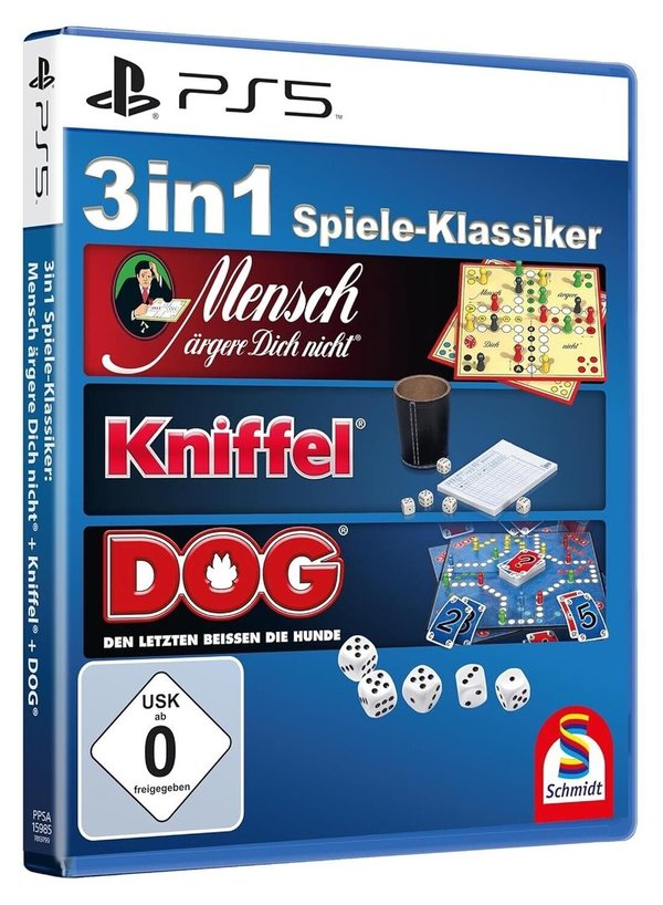 3 in1 Spiele Klassiker - Mensch ärgere dich nicht - Kniffel - DOG - NEU - PS5